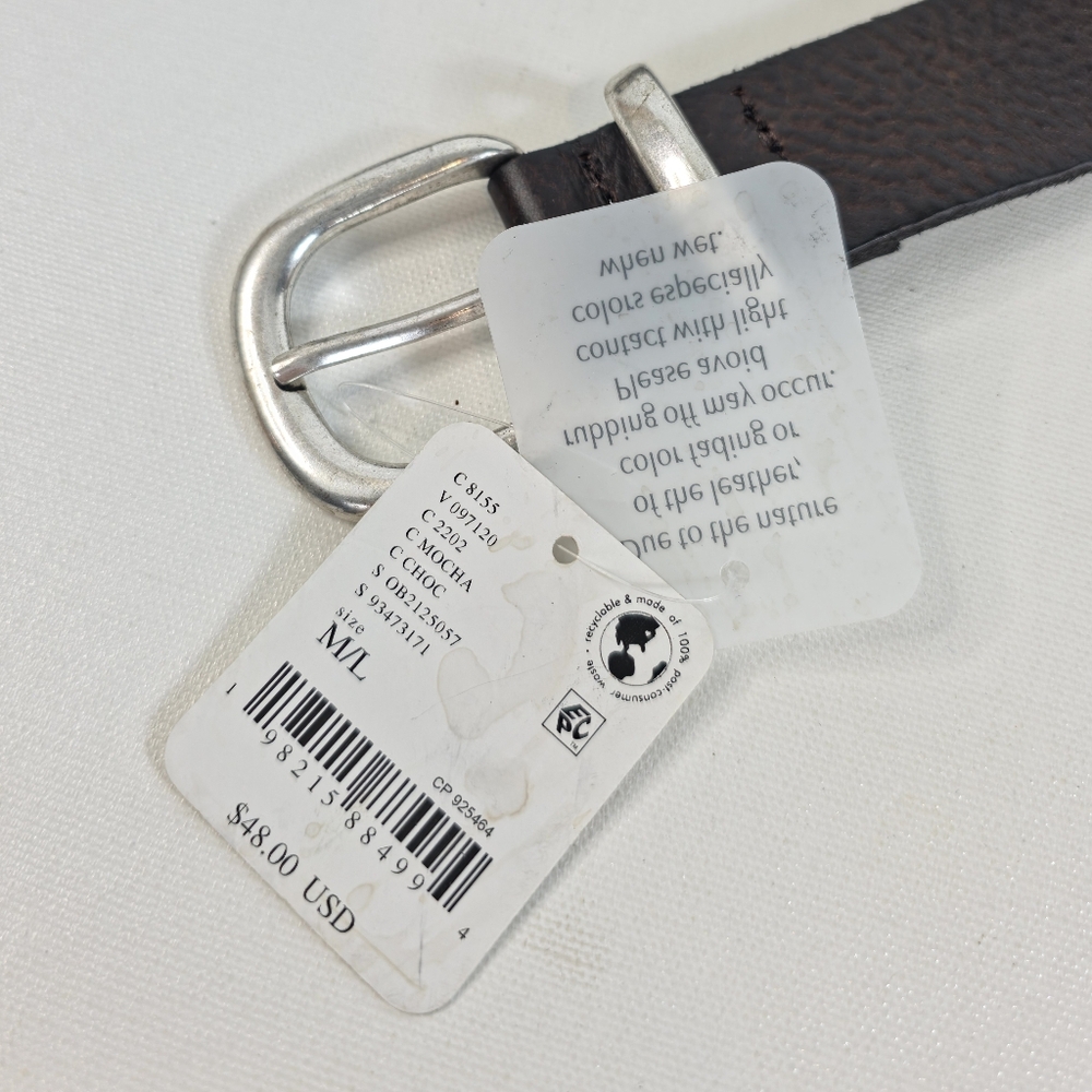 Free People Rhodes Stud Belt Brown Silver Studs Size M/L NWT 100% Leather - Picture 8 of 10